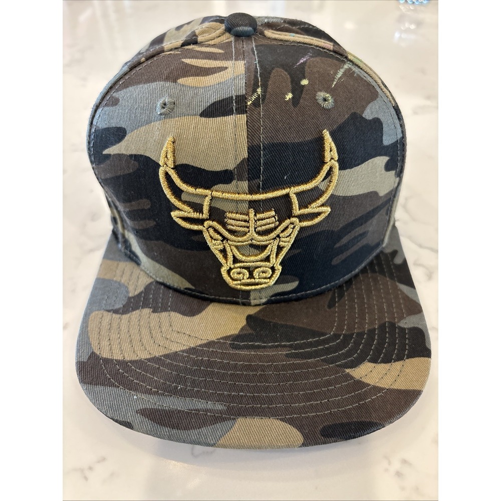 Mitchell And Ness Golden Chicago Bulls Camo Snapback Hat Adjustable Cotton *New